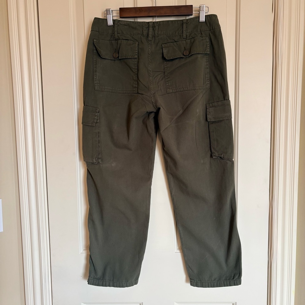 FRAME Women’s Relaxed Cropped Utility Cargo Pants Size 28 Olive Green Cotton - Picture 3 of 7